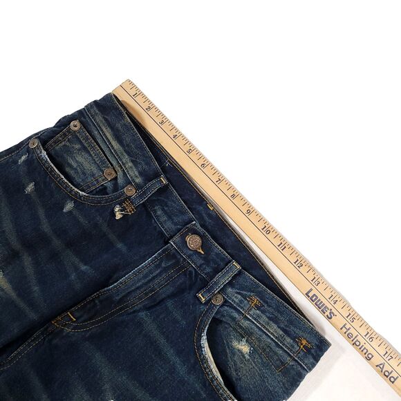 R13 The Classic straight leg Italy Jeans 28 Indigo R13W0189-197 distressed US 8 - Picture 5 of 16